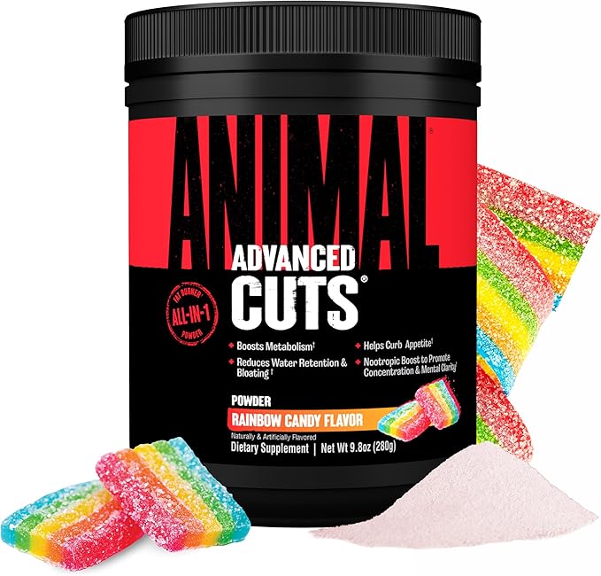 Animal Cuts Thermogenic Fat Burner Powder - Weight Loss for Women and Men for Metabolism Energy Focus and Nootropic Brain Support with Ketones Appetite Suppressant - New Rainbow Candy Flavor
