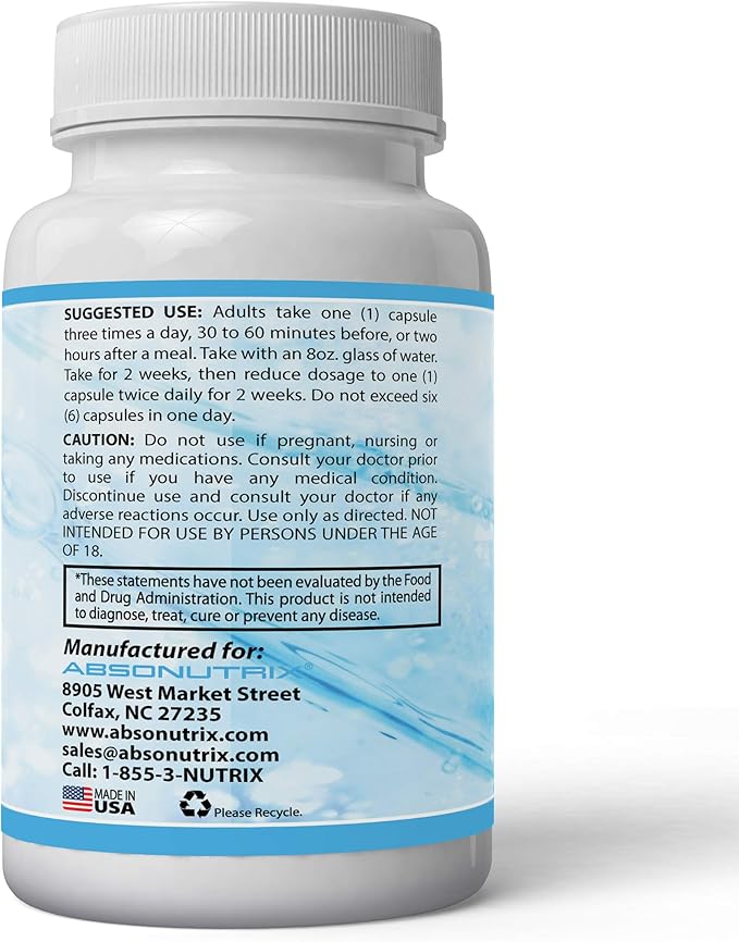Absonutrix Serrapeptase 250000 Units serratiopeptidase antioxidant 60 Vegetable Capsules Made in USA