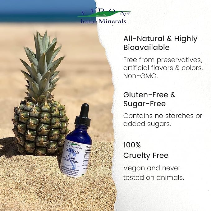 Eidon Ionic Minerals Liquid Silica &amp Zinc Drops 2 Fl Oz Immune Health Skin Care All-Natural Ingredients No Artificial Colors or Preservatives