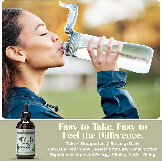 American Nutriceuticals - Vitality Boost Fulvic Acid w/Trace Mineral Drops - Multimineral Supplement -Rich in Amino Acids – Improves Energy Function