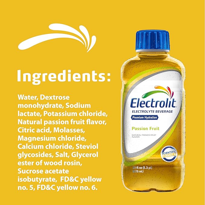 Electrolit Hydration Electrolyte Drinks Sports Beverages with Electrolytes Recovery Drink for Post Workout 12 Pack 21 Fl Oz Bottles Passion Fruit