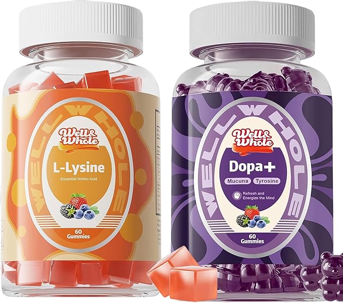 Well&ampWhole L-Lysine Gummies 1000mg and Dopamine Supplements for MoodFocus and Energy