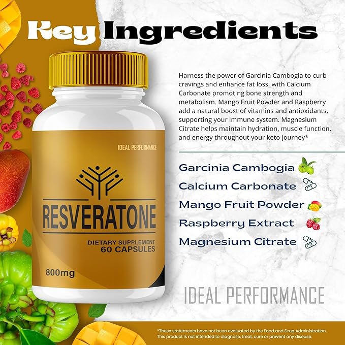 Resveratone Capsules Resveratone Advanced Formula Pills - Maximum Strength Resveratone Keto Capsules Resveratone Pills Official Formula Resveratone Keto Capsules Reviews (5 Pack)