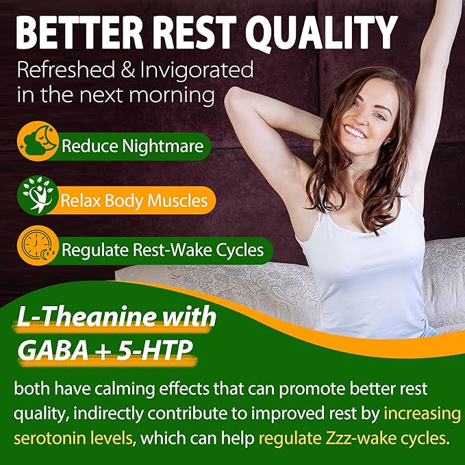 NEVISS Sugar Free L-Theanine Calm Gummies 120 Counts + Sugar Free 5-HTP Gummies 120 Counts