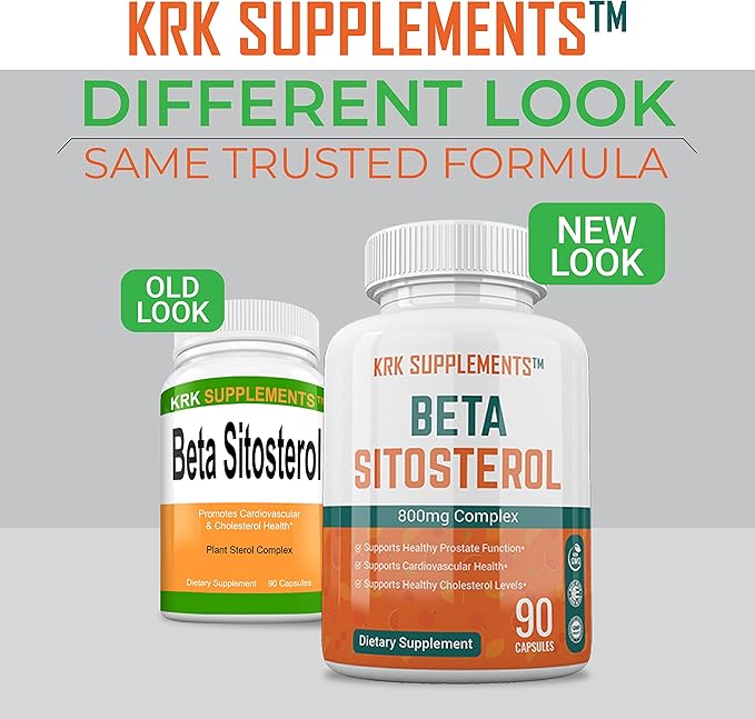 KRK SUPPLEMENTS 2 Bottles Beta Sitosterol 800mg Per Serving 180 Total Capsules Prostate Support