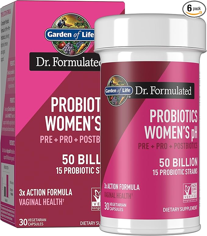 Garden of Life Dr Formulated Once Daily 3-in-1 Complete PrebioticsPostbiotics&ampProbiotics for WomenPRE+PRO+POSTBIOTIC Supplement for Women’s DigestiveImmune&amp Vaginal Health 30 Count (Pack o