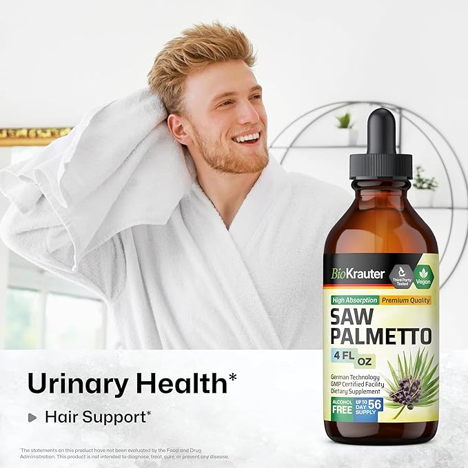 BIO KRAUTER Hyaluronic Acid 60 Gummies &amp Saw Palmetto Tincture 4 Fl. Oz.