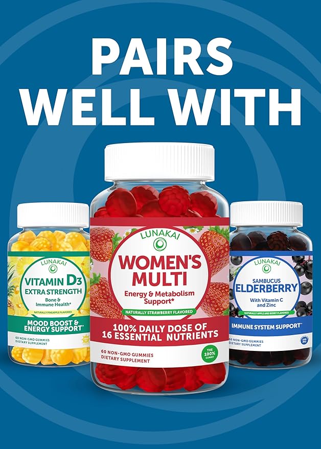 Lunakai USA Made Probiotic Gummies - 5 Billion CFUs Vegan Non-GMO Gluten-Free - Digestive &amp Immune Support for Women &amp Men - 3 Pack