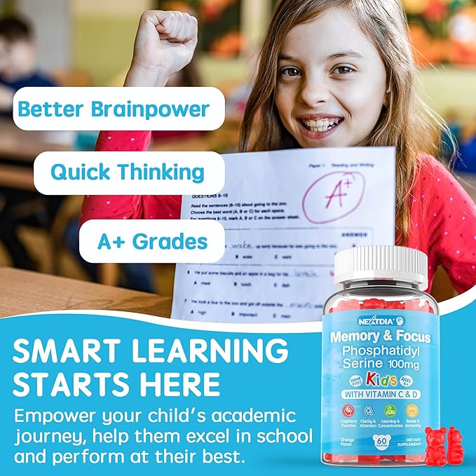 Sugar Free Phosphatidylserine Gummies for Kids + Fiber Gummies for Adults
