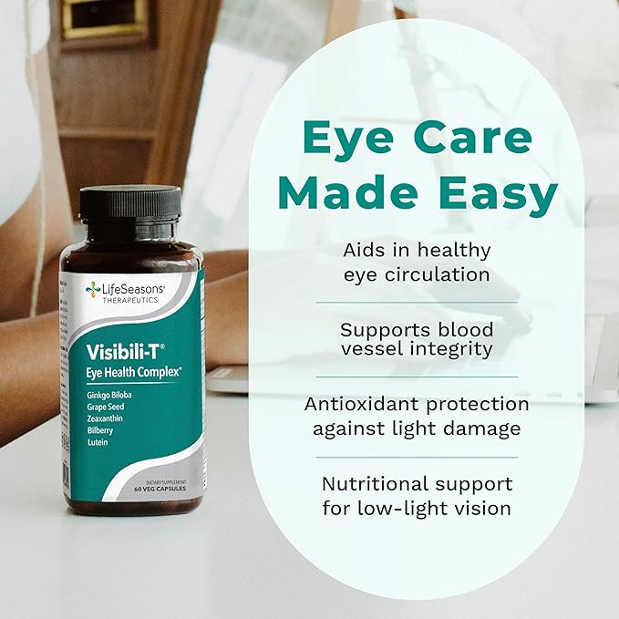 Visibili-T - Vitamin Supplement for Eye Health &amp Vision Support - Carrot Root Chromium Bilberry Ginkgo Biloba Grape Seed Extract Lycopene Vitamin A Lutein &amp Zeaxanthin - 60 Capsules