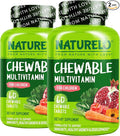 NATURELO Chewable Vitamin for Kids Multivitamin with Whole Food Organic Fruit Blend - 60 Tablets for Children (Pack of 2)