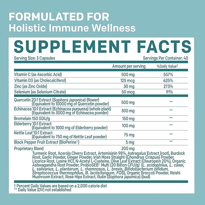 4-in-1 Fish Oil Omega 3 Supplements (2100mg) - Omega 3 Fish Oil with Vitamins D3 &amp K2 and CoQ10 &amp 28-in-1 Quercetin with Bromelain Supplement for Daily Immune Defense Support (120ct)