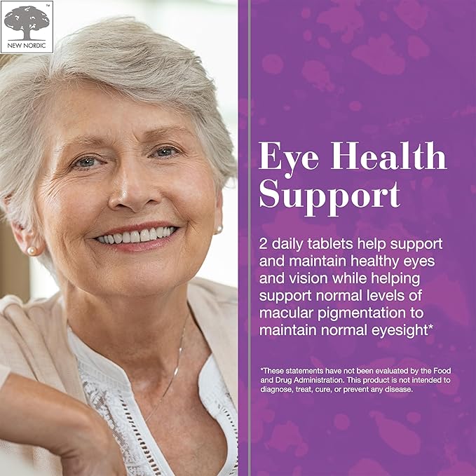 NEW NORDIC Blue Berry Eye Vitamin Lutein Supplement with Zinc Supports Macular Pigmentation Eye &amp Vision Function 60 Tablets (Pack of 1)