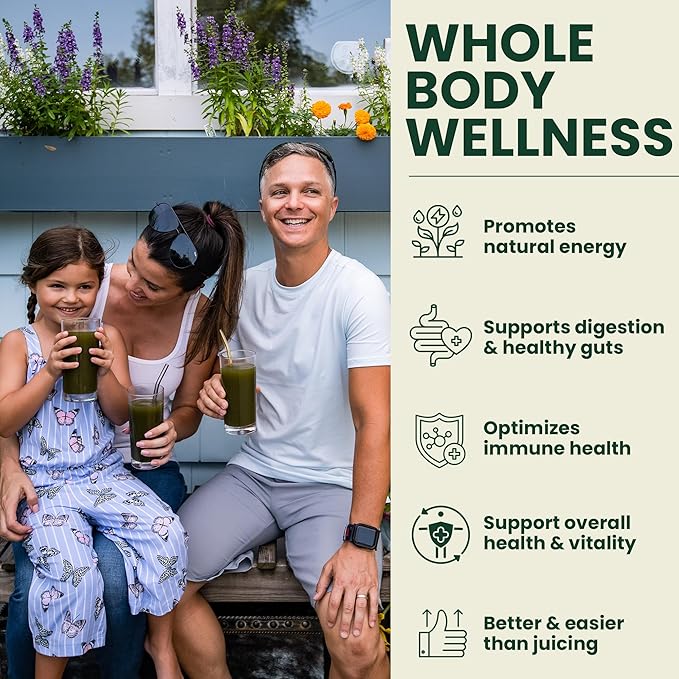 OPTIVIDA Fruits &amp Veggie Mix Super Greens Powder Packets (30 Days)- 50+ Superfood Green Juice Powder &amp Greens Supplements W/Probiotic Antioxident Digestive Enzymes &amp Adaptagen Blends for