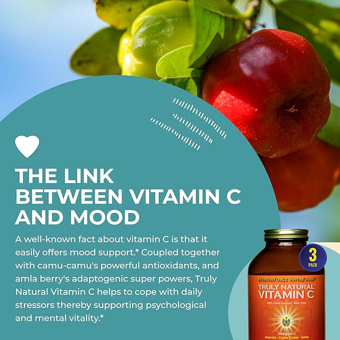 HEALTHFORCE SUPERFOODS Truly Natural Vitamin C - Immune Support Supplement with Camu Camu Berry - Vitamin C Supplement for Immune Health - Vegan Non-GMO - 400 Grams 67 Servings