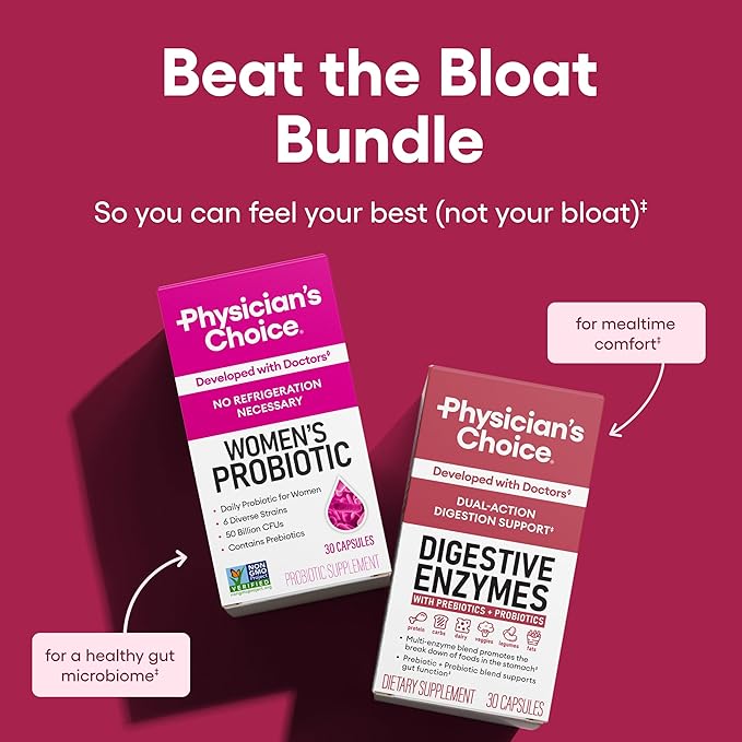Physician's CHOICE Women’s Starter Bundle: Women’s Probiotic 30ct + Digestive Enzymes 60ct