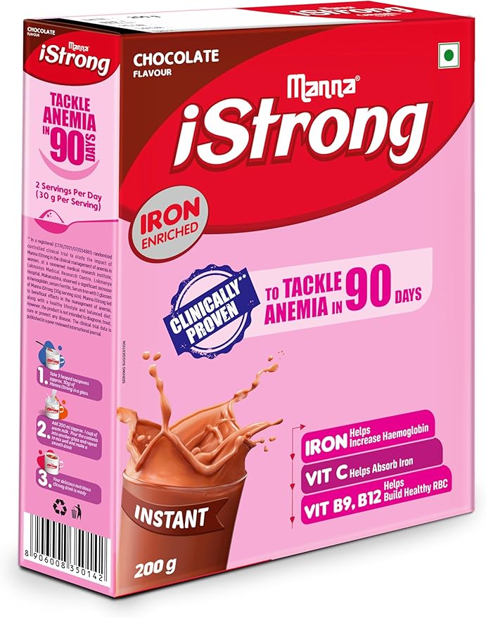 Manna i Strong 400g Iron Fortified Womens Health Drink Mix (Chocolate) Iron Supplement Iron Lock Formula with VIT C B9 B12