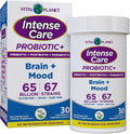 Vital Planet - Intense Care Brain &amp Mood Probiotics Organic Prebiotics Postbiotics Parabiotics Complete 4-in-1 Health Supplement for Adults 65 Billion CFU 67 Strains Digestive and Immune 30