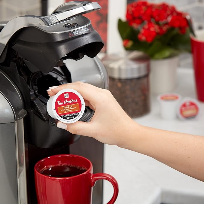 Tim Hortons Maple Flavored Coffee Single-Serve K-Cup Pods Compatible with Keurig Brewers 72ct K-Cups Red 12 Count (Pack of 6)