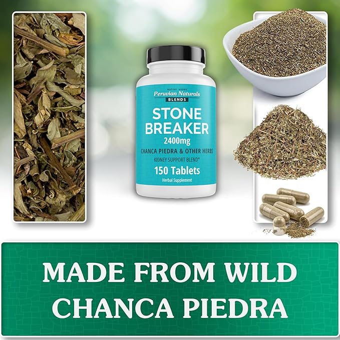 Peruvian Naturals Chanca Piedra “Stone Breaker” – 300 Tablets - Kidney Supplement - 2400mg per Serving 100% Natural Chancapiedra Grown in Peru
