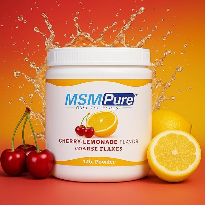 KALA HEALTH MSMPure Cherry Lemonade Flavored Coarse MSM Powder Flakes – US-Made MSM for Joint Health Skin Appearance and Hair &amp Nail Support – 8.8 oz Organic Sulfur