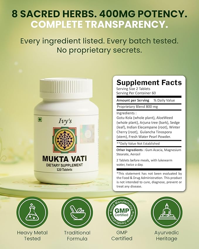 Ivy's Mukta Vati Herbal Tablets - Ayurvedic Formula Pack of 3