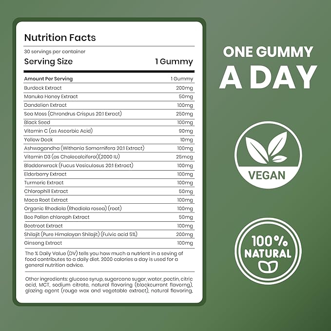 Cured 20-in-1 Superfood Multivitamin for Men &amp Women with Super Greens &amp Veggies | Vitamins/Gummy Supplement to Support Energy &amp Gut Health for Women &amp Men | 100% Vegan &amp All-Natur