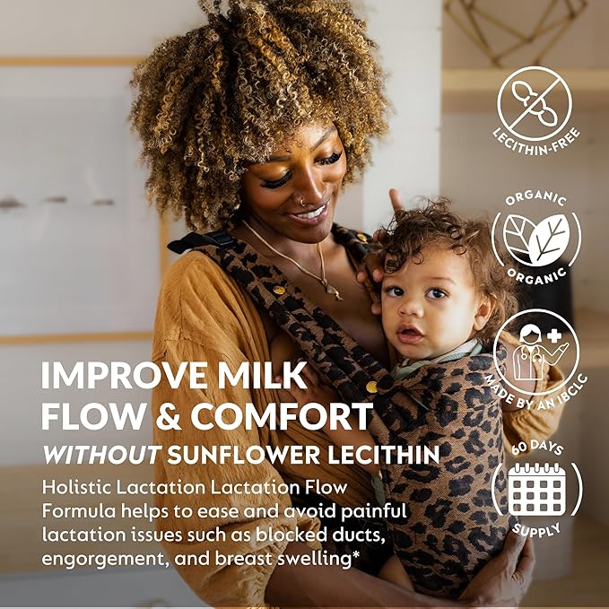 Holistic Lactation® Lactation Flow Formula (60 Servings) Supplement to Support Breastmilk Flow &amp Milk Supply Contains Breastfeeding Probiotic and Choline Lecithin-Free