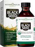 Mother Nature USDA Organic Black Seed Oil High TQ 2% Cold Pressed Unrefined Nigella Sativa Omega 3 6 9 for Immune Joint &amp Heart Support Hair &amp Skin Non-GMO Glass Bottle (8oz)