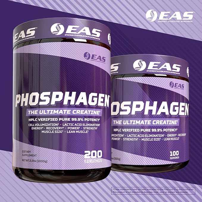 EAS Phosphagen Ultimate Creatine Powder | Power Strength Muscle Size &amp Cell Volumization | Pure 99.9% Potency | 200 Servings (Unflavored)