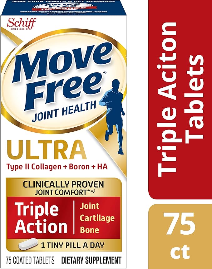 Move Free Type II Collagen Boron &amp HA Ultra Triple Action Tablets Move Free (75 Count in A Bottle) 1 ea (Pack of 3)