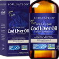 SOULSATION Icelandic Cod Liver Oil Liquid Lemon (16oz) - Vitamins A &amp D EPA &amp DHA - Helps Vision Skin Membranes &amp Immune Function - MSC Certified Non-GMO