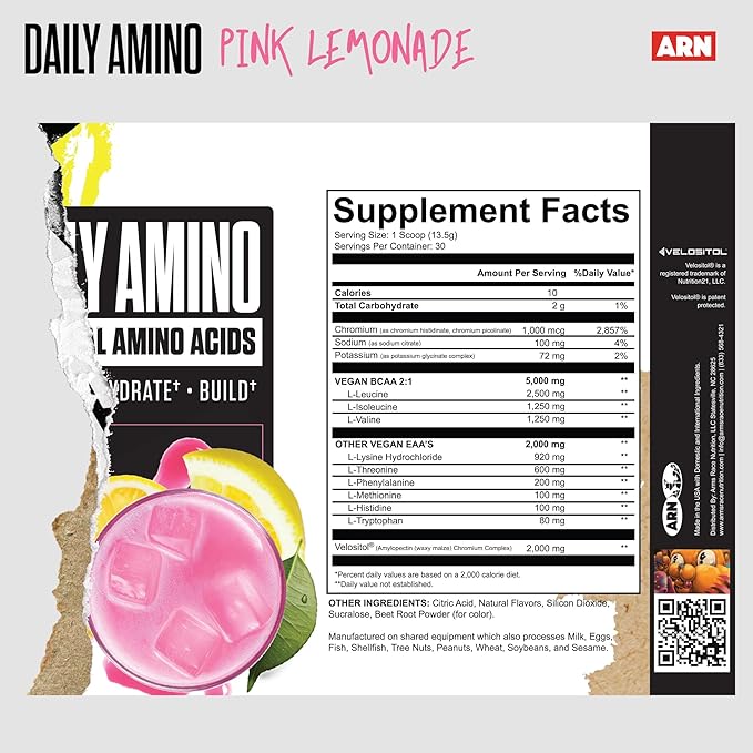 Arms Race Nutrition | ARN | Daily Amino Essential Amino Acids (30 Servings Pink Lemonade)