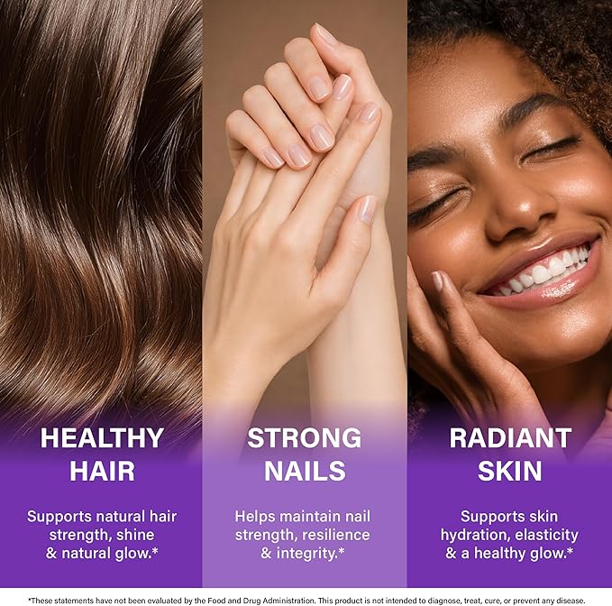 Biotin | Collagen | Hyaluronic Acid | Keratin - Support Normal Hair Growth Cycle Skin &amp Nails - Clinically Tested - 25000mcg Vitamins B1 B2 B3 B6 &amp B7 - for Women &amp Men - Made in USA