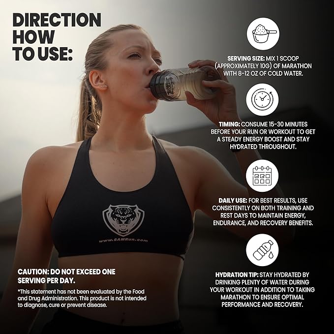 6AM Run Marathon | Running Supplements for Endurance &amp Stamina | Amino Energy with BCAAs for a Clean Pre Running Fuel | No Jitters | Marathon Essentials | Raspberry Iced Tea | 40 Servings