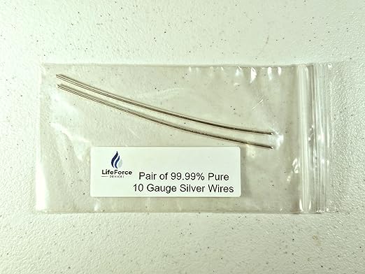 Pure Silver Generator Wires – 9999 Silver Electrodes – Pre-Cut 6-Inch 10 Gauge Wires – Fits LifeForce Generators