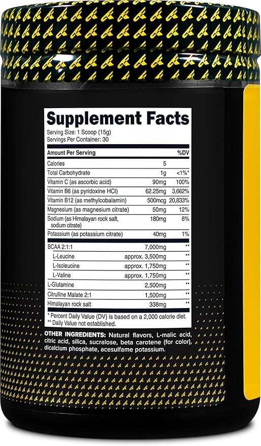 Primaforce BCAA Powder (Pineapple Mango) 30 Servings Per Container - 2:1:1 BCAAs Post-Workout Recovery Drink with Amino Acids and Real Salt for Men &amp Women