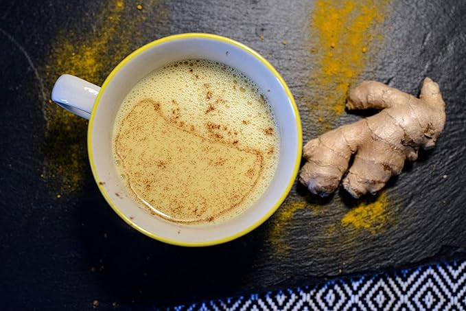 FIRE TEAS Organic Golden Milk Latte Powder - Organic Turmeric (Curcumin) Honey Cardamom Ginger Cinnamon Black Pepper - Relaxing Naturally Sweet Delicious Adaptogenic Coffee Alternative Helps