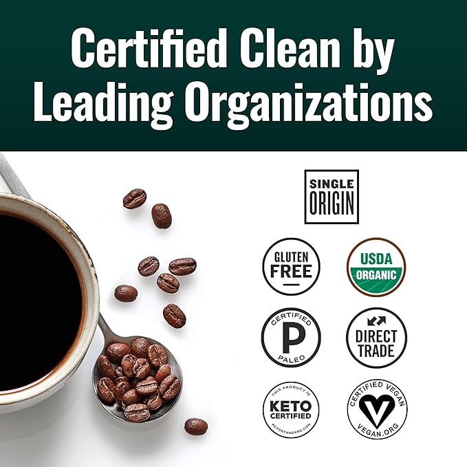 Natural Force Dark Roast Clean Coffee + Creamy Vanilla MCT Oil Bundle – Flavored MCT Creamer &amp Mold &amp Mycotoxin Free Coffee – Non-GMO Keto Paleo and Vegan - 12 Oz Bag and 16 Oz Glass Bottle