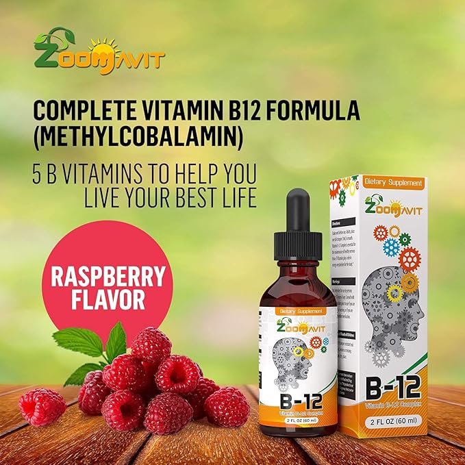 Vitamin B Complex Liquid Drops with Fast Absorption - Super B Liquid Complex Vitamins B2 B3 B5 B6 &amp B12 - Natural Energy Boost Mental Focus &amp Healthy Immune System