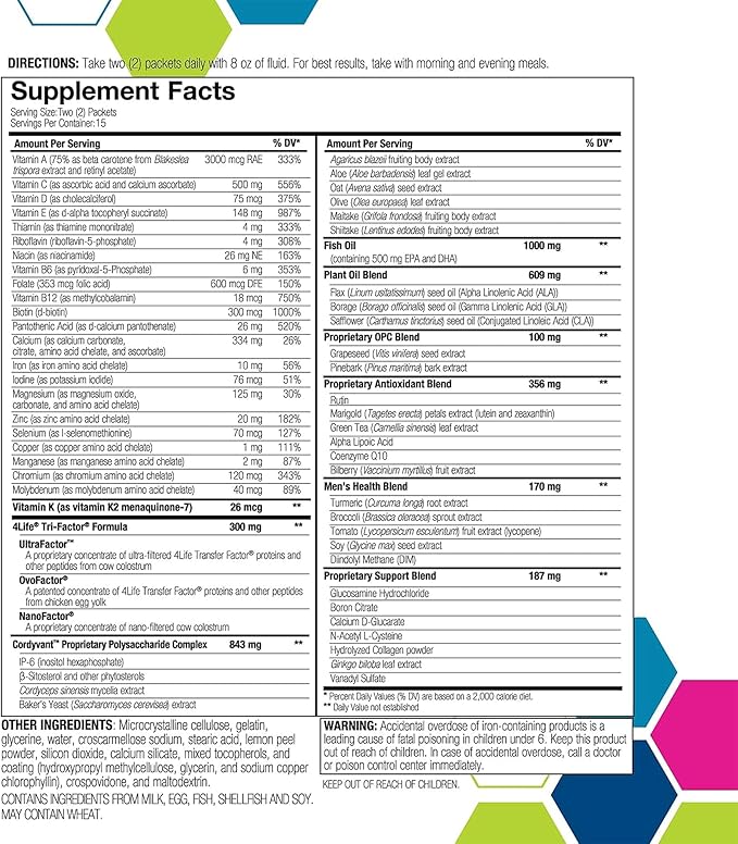 4Life RiteStart Men - Daily Nutritional Pack Supports Immune System Health - Daily Supplement Formula with Vitamin C D and Zinc - 30 Packets