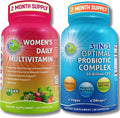 Women’s Multivitamin &amp Probiotic Support Bundle – 3-in-1 Probiotic with Digestive Enzymes &amp Prebiotic &amp Women’s Daily Multivitamin with Iron – Vegan Non-GMO Clean Daily Wellness Support