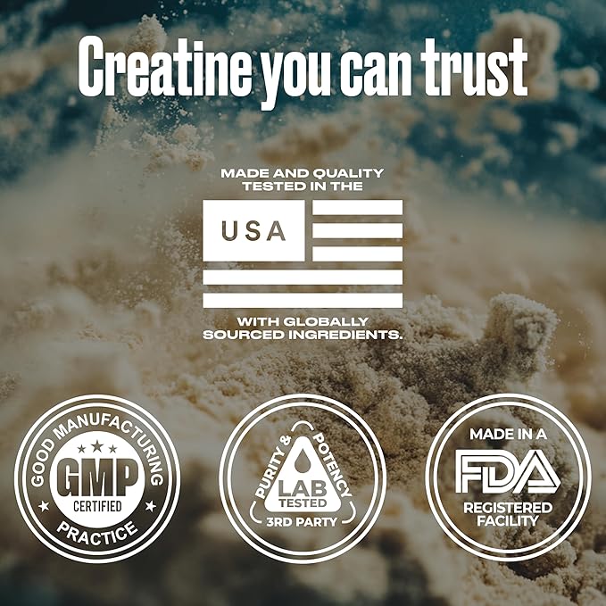 BULLFIT Pure Creatine Monohydrate Powder | 5g Per Scoop | Unflavored Mixes Instantly | Pharmacist Formulated Third-Party Tested | Strength Power &amp Muscle Recovery