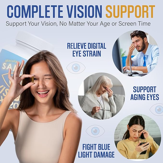 EXIR Eye Vitamin Supplement | Saffron Curcumin Astazanthin - Supports Eye Health Visual Comfort &amp Focus VM20-30 Capsules