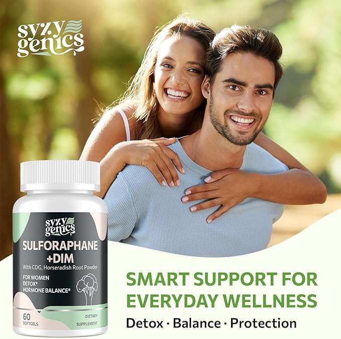 Sulforaphane Supplement from Broccoli Sprouts DIM and CDG Triple Blend Natural Enzyme Myrosinase for High Sulforaphane Broccoli Supplement for Detox Antioxidant and Balance 60 Vegan Softgels
