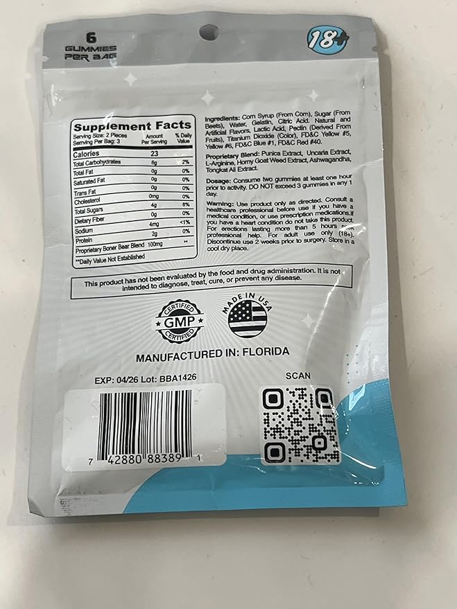 Male Enhancement Gummies- Stamina Endurance Performance Booster - (2 Packs 6 doses)