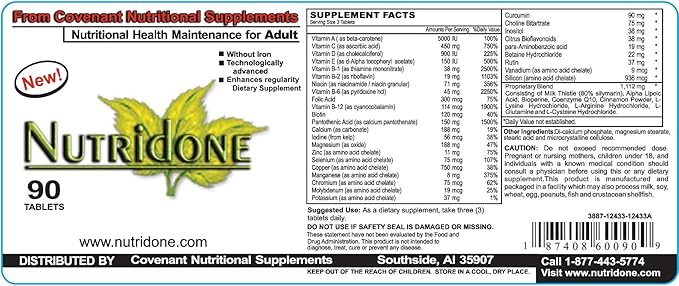 Nutridone is a Powerful Multivitamin Supplement to Fight Fatigue Promote Regularity Support Mood Promote Healthy Immune Function Support a Healthy Heart and Help Those with History of