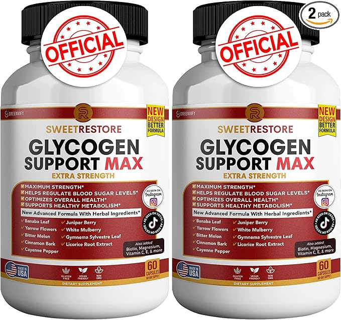 Sweet Restore Glycogen Support Max All Natural Formula to Maintain Healthy Levels Maximum Strength Daily Formula Reviews (2 Pack - 120 Capsules)