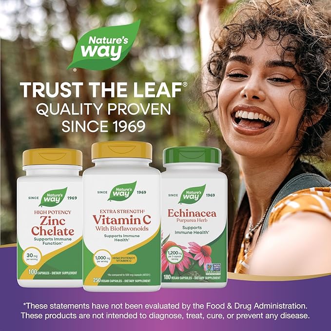 Nature's Way Extra Strength(1) Vitamin C with Bioflavonoids Supports Immune Health* Promotes Collagen Production for Healthy Skin* 1000 mg per Capsule 250 Vegan Capsules (Packaging May Vary)