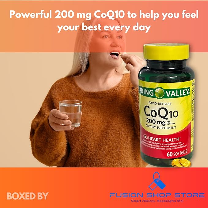 Coq10 200mg- Rapid Release 60 softgels (Pack of 1) Boxed by Fusion Shop Store